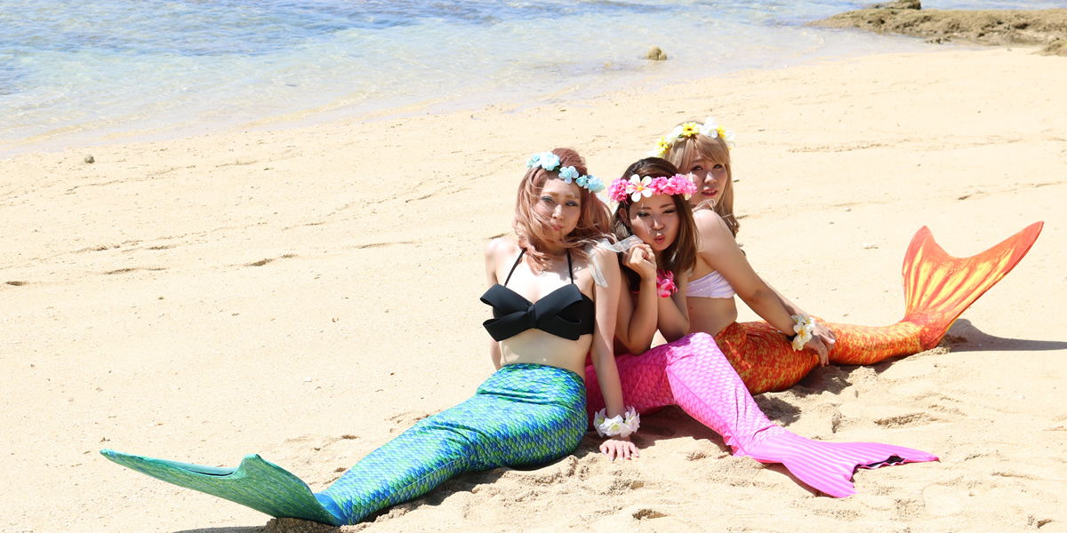 友達と仲良し三人マーメイド