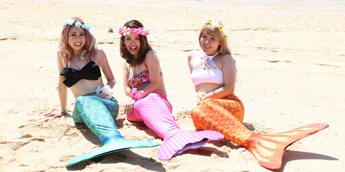 三人でマーメイドなりきりフォト