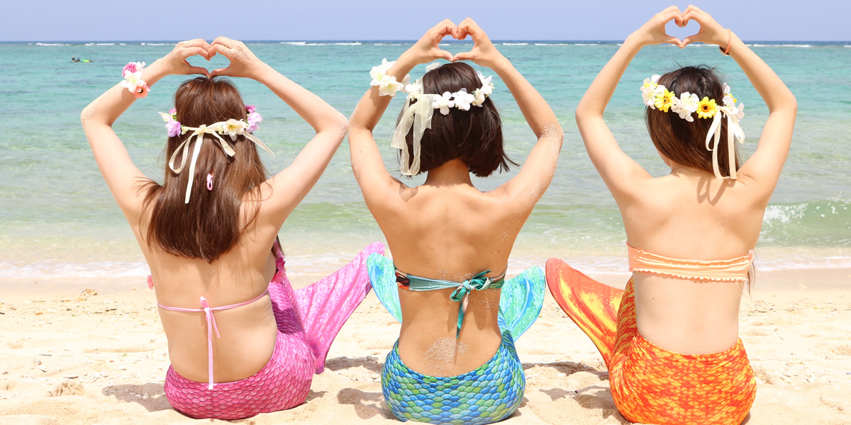 三人でマーメイドなりきりフォト