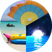 패러세일링&놀이기구 무제한&푸른 동굴体験ダイビング