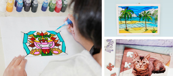 ステンドグラス作り体験コースの様子